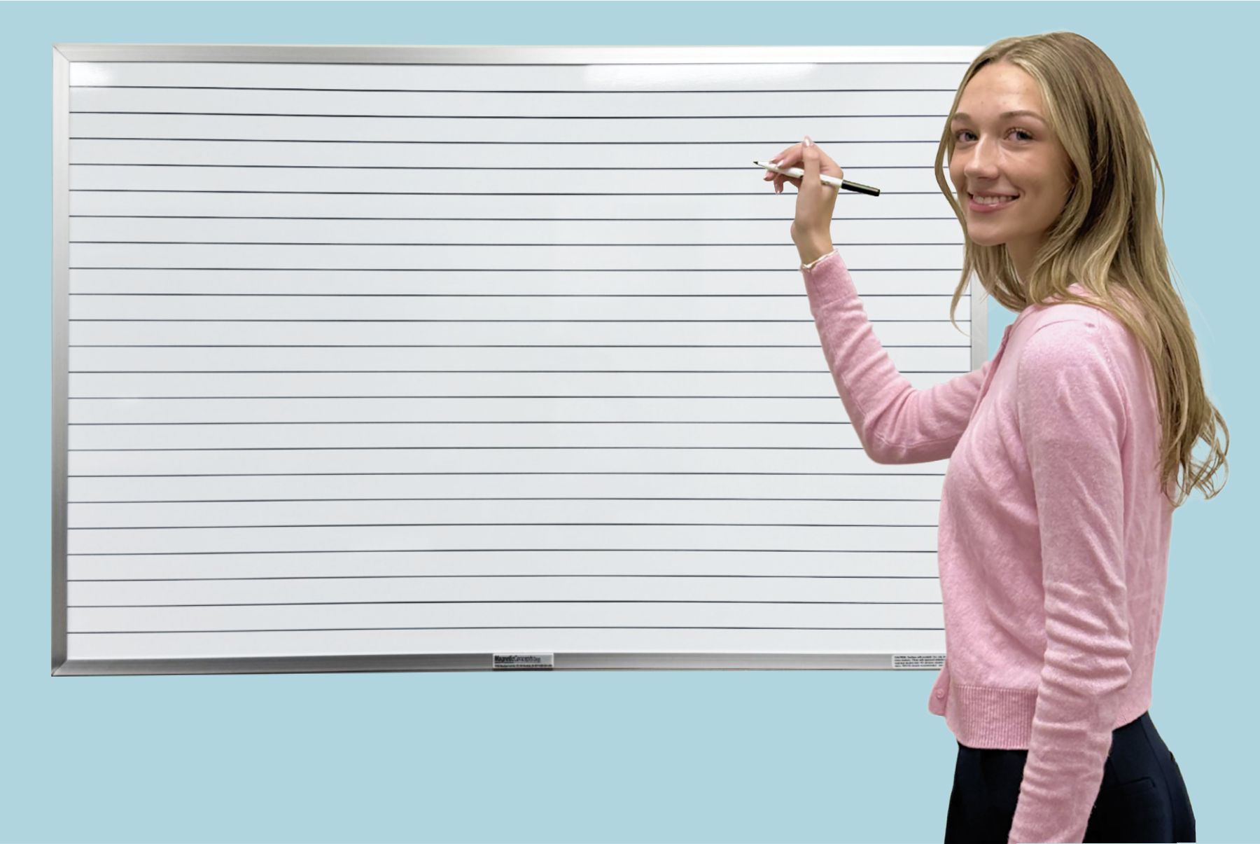 1" lined whiteboard