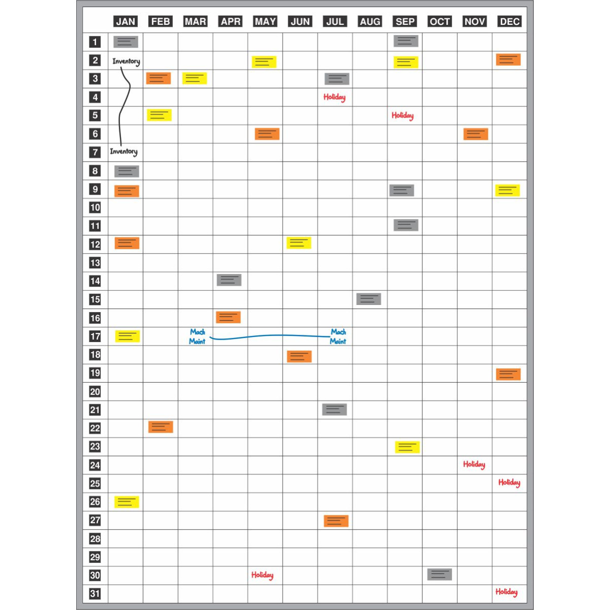 full year calendar whiteboard with magnets
