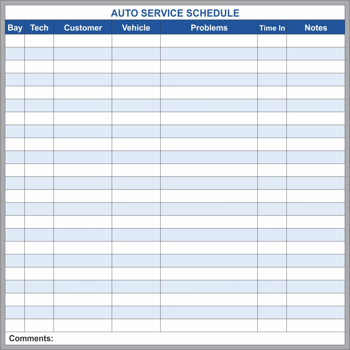 Auto Service Schedule 3x3