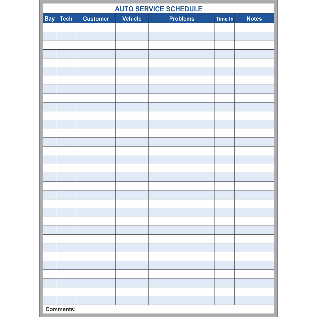 Auto Service Schedule 4x3 Auto Service Schedule 4x3