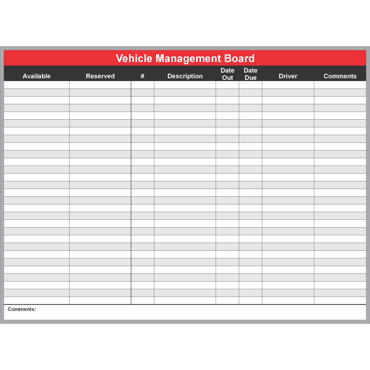 vehicle reservation scheduling board kit