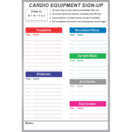 custom exercise equipment sign-up whiteboard custom exercise equipment sign-up whiteboard