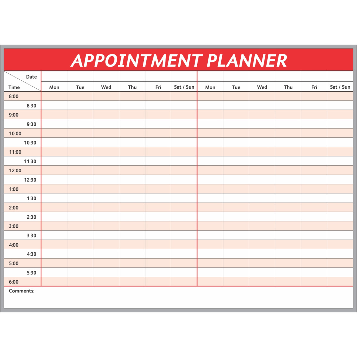 Appointment Planner Whiteboard Appointment Planner Whiteboard