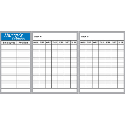 Retail Boutique Staff Scheduler Lift Out Panel Whiteboard