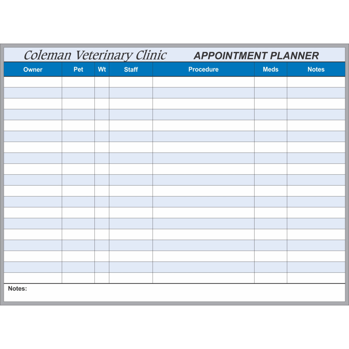 APPT SCHEDULE FOR VET