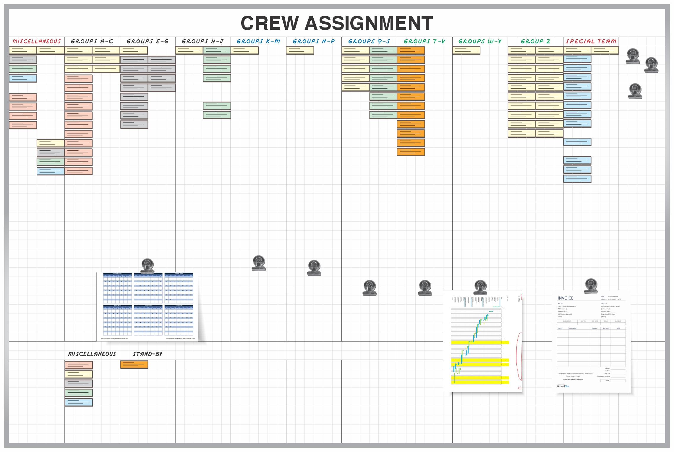 staff and crew assignment board