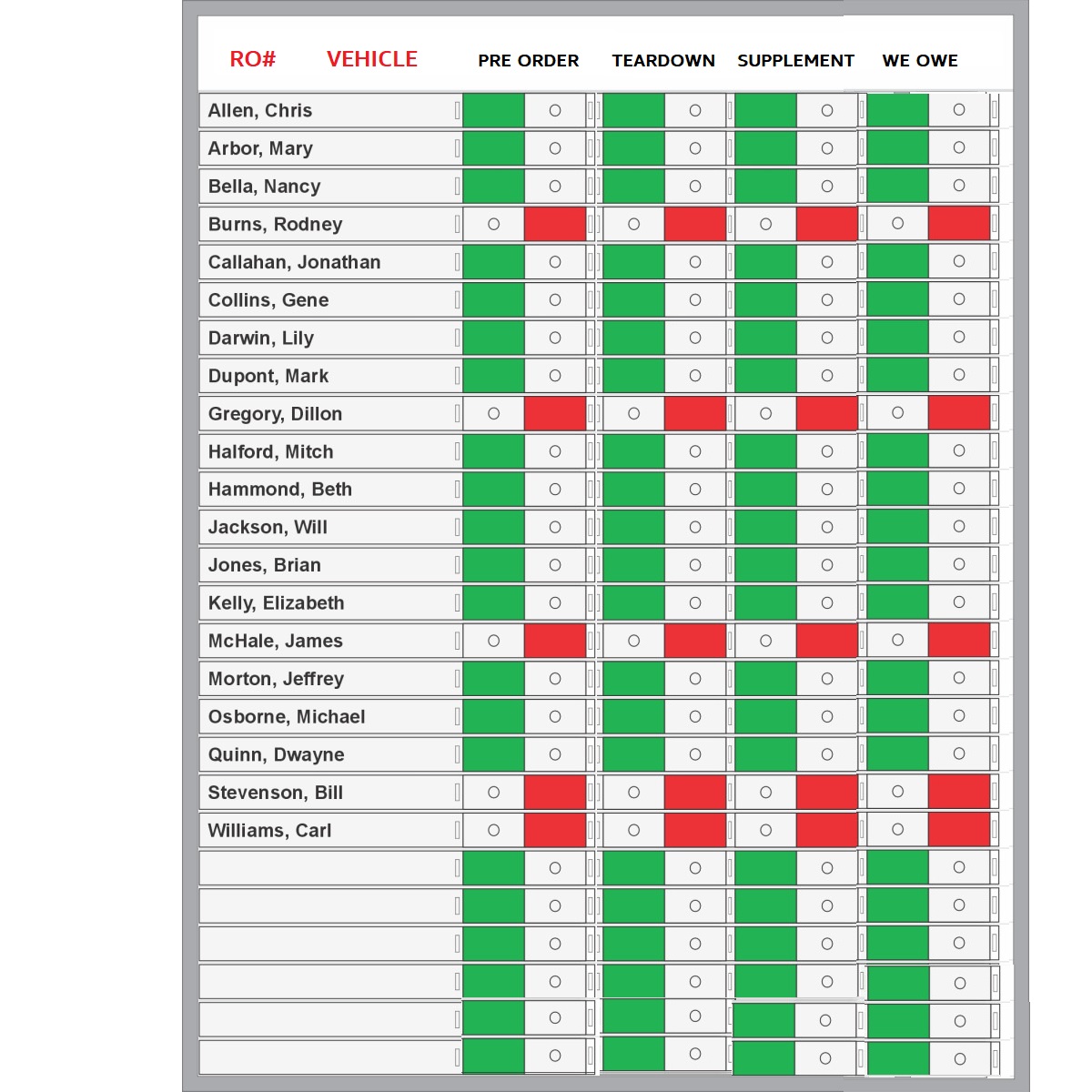 In & Out Indicator Whiteboard Sliding Status & Notes