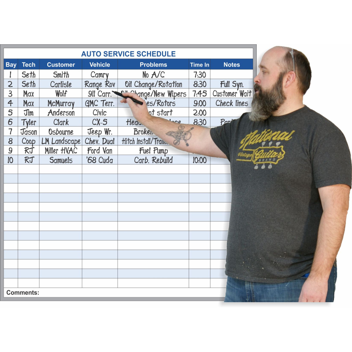 Auto Service Schedule 3x3 Auto Service Schedule 3x3