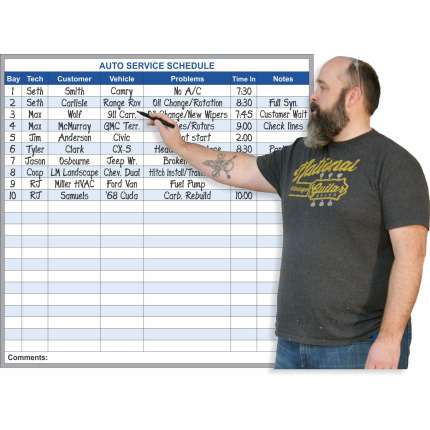 Automotive Whiteboards Auto Service Schedule Whiteboard Automotive Whiteboards Auto Service Schedule Whiteboard