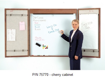 Cabinet Style Whiteboard  Closable Wood Style Doors