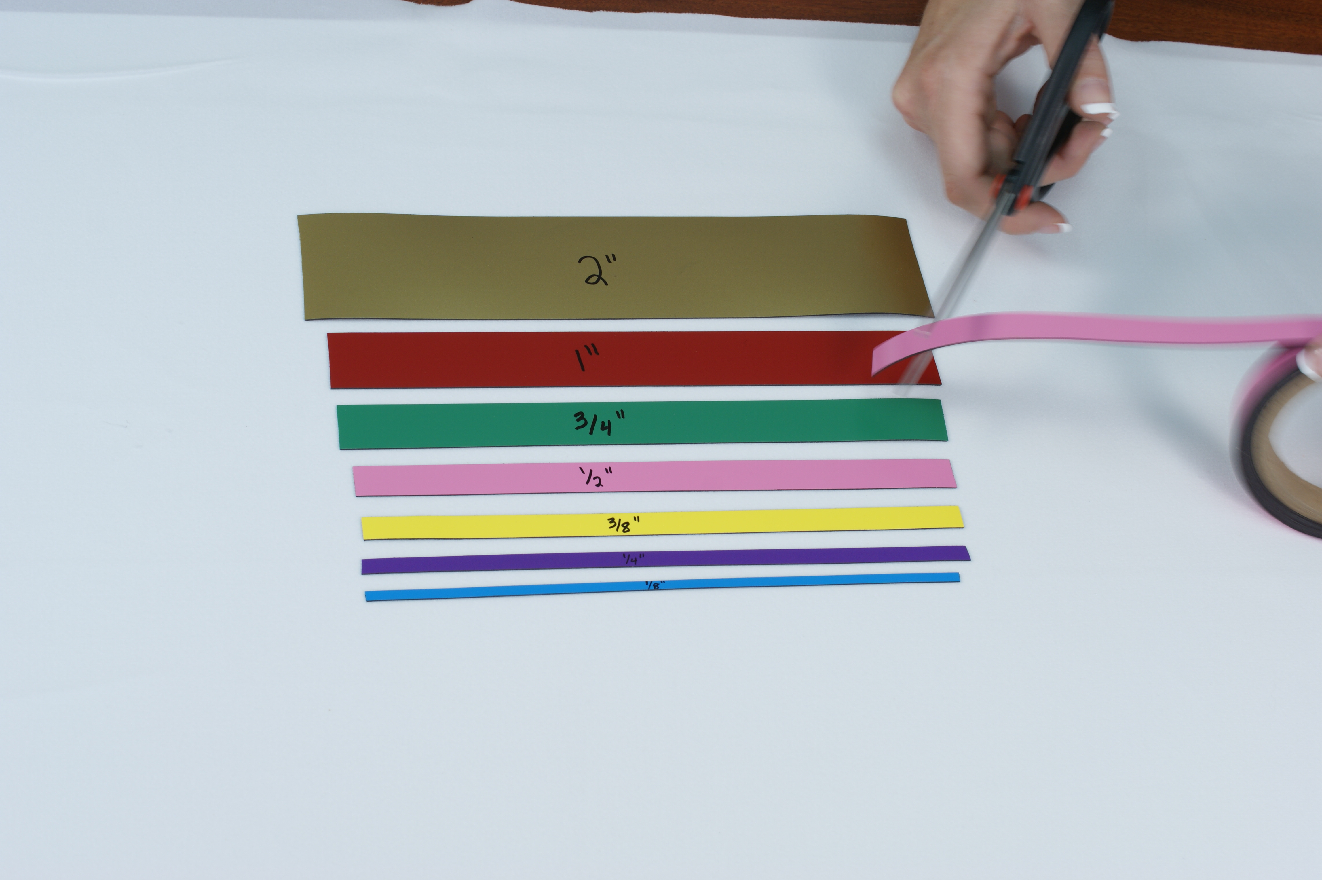 Colored magnetic strips that you can cut to your desired size 