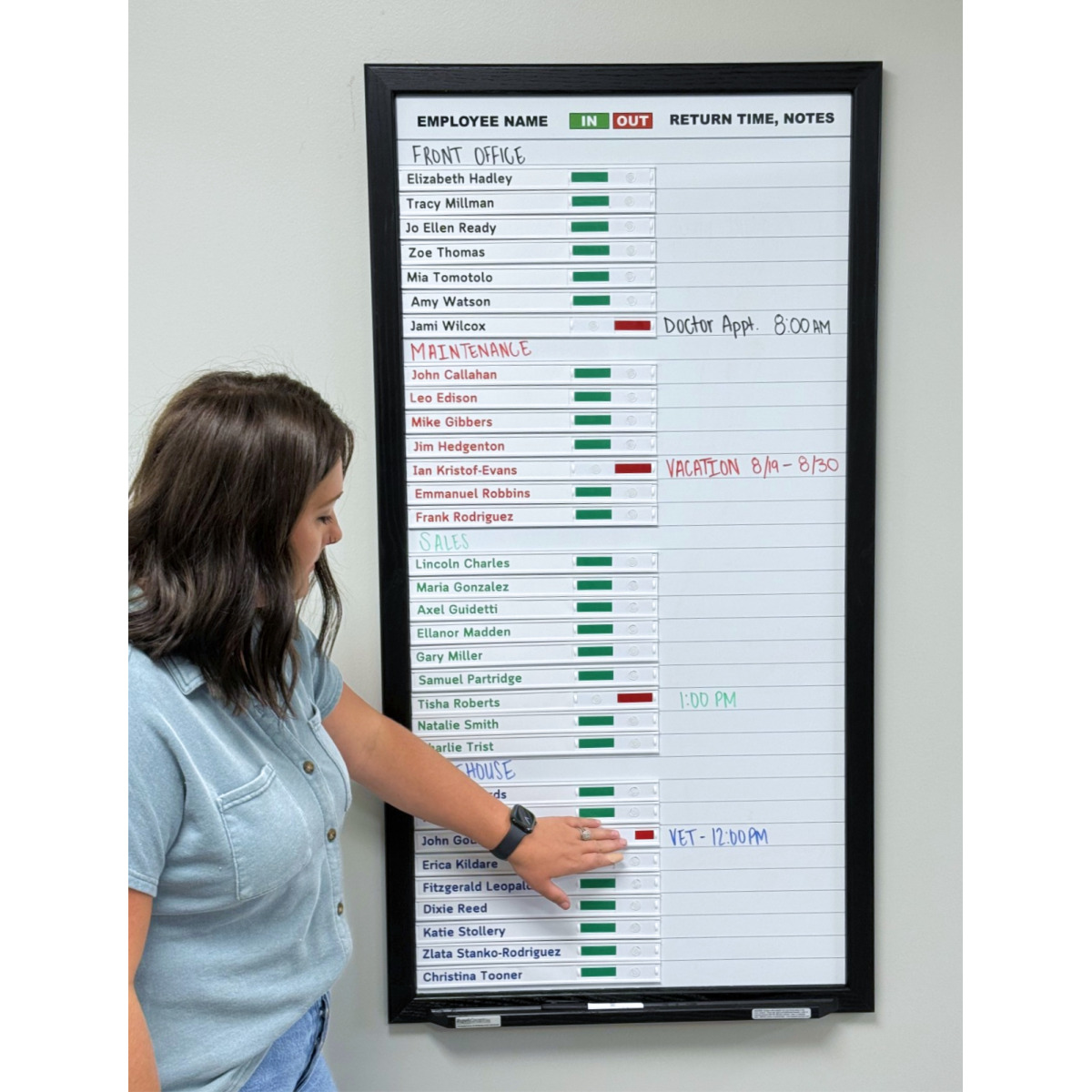 In out Indicator 4'x2' wood frame and tray