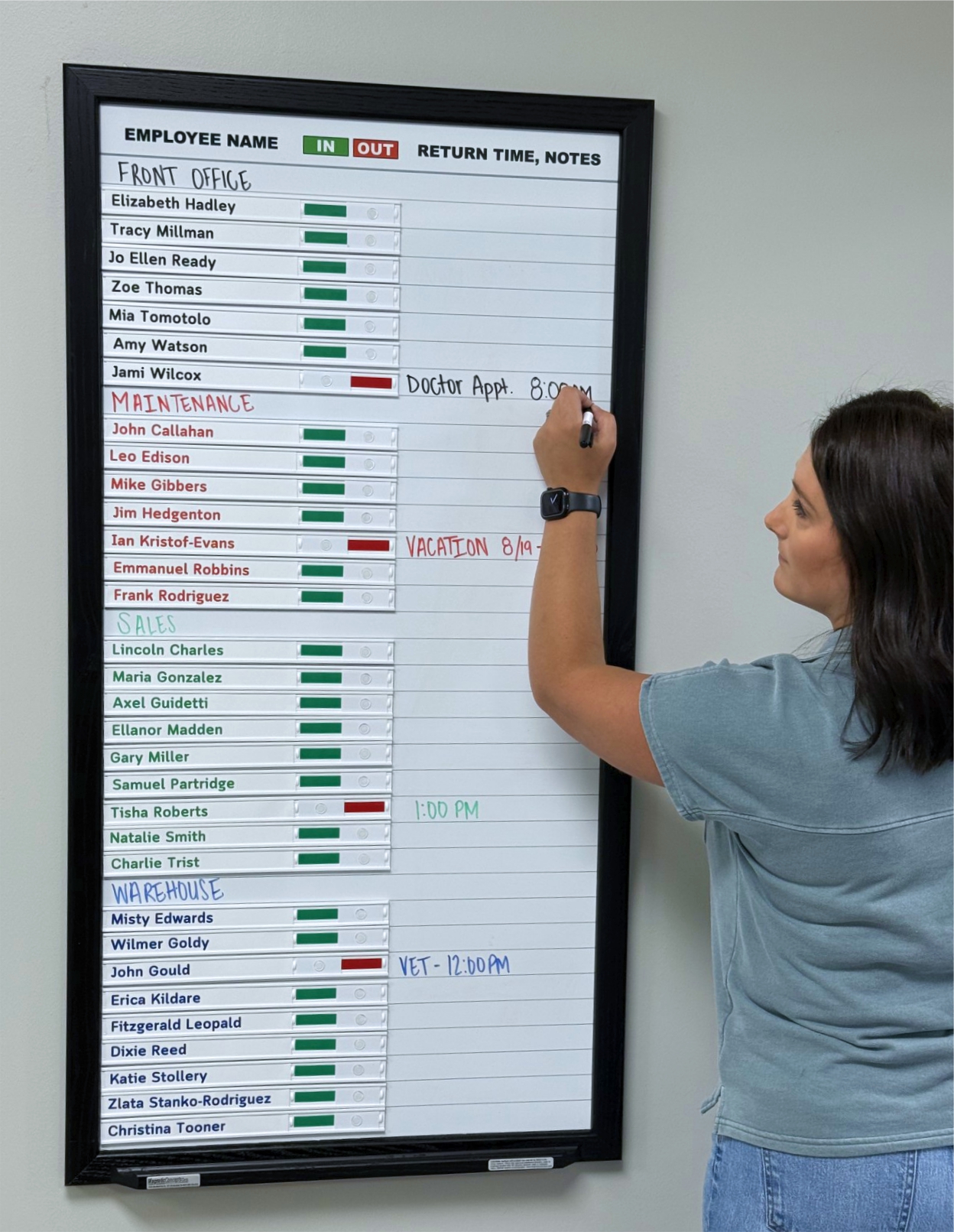 In out Indicator 4'x2' wood frame and tray