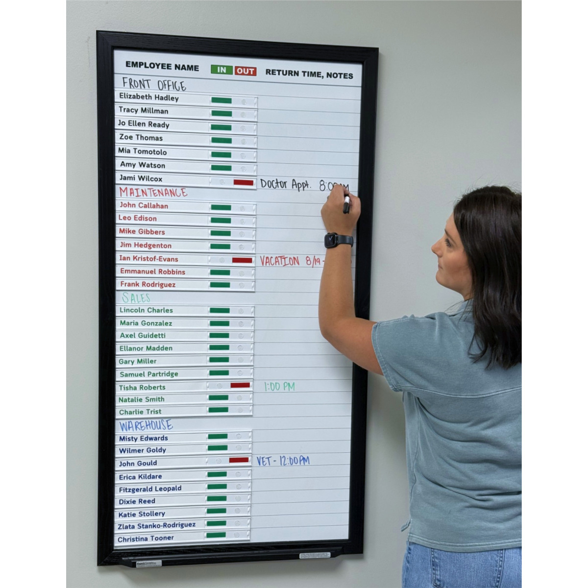 In out Indicator 4'x2' wood frame and tray