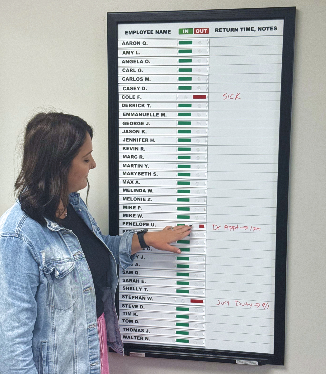 In out Indicator 4'x2' wood frame and tray