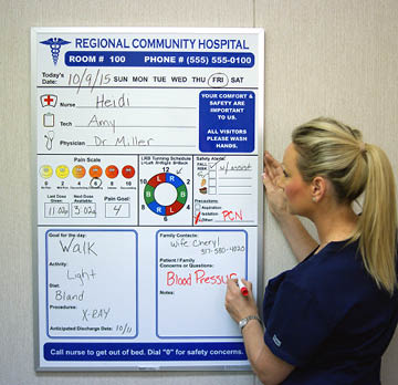 patient room whiteboard