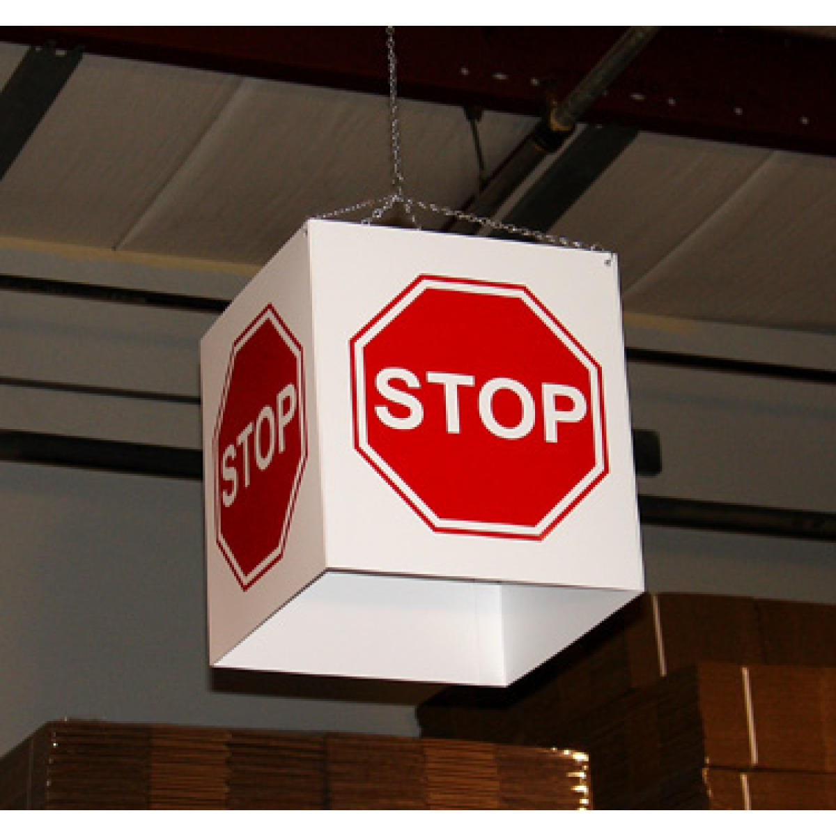 cube hanging sign with 4 viewing sides