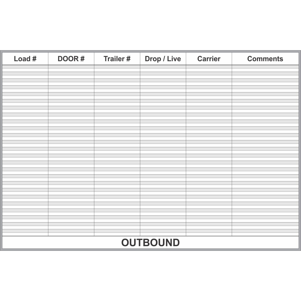 Outbound Shipments Custom White Board