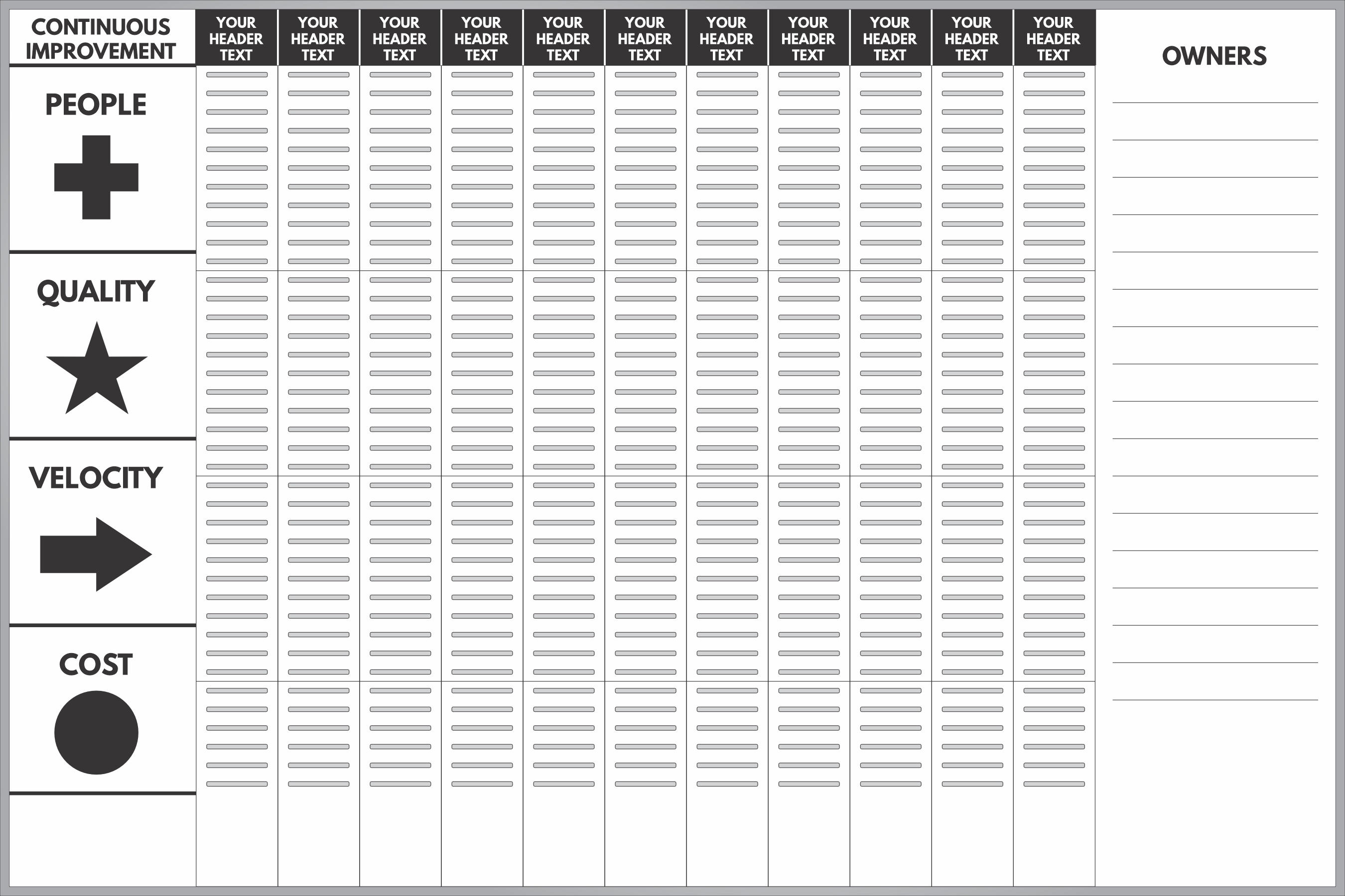 Continuous Improvement T-card board