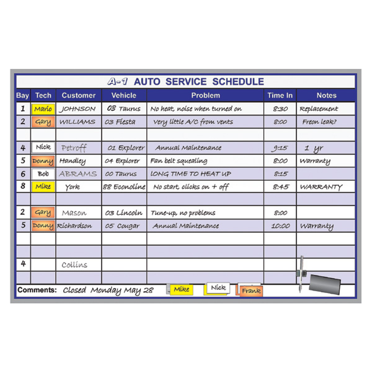 Dry Erase Vehicle Maintenance Planner Auto Service Schedule dry-erase-vehicle-maintenance-planner-auto-service-schedule