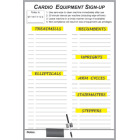 exercise equipment sign up dry erase board