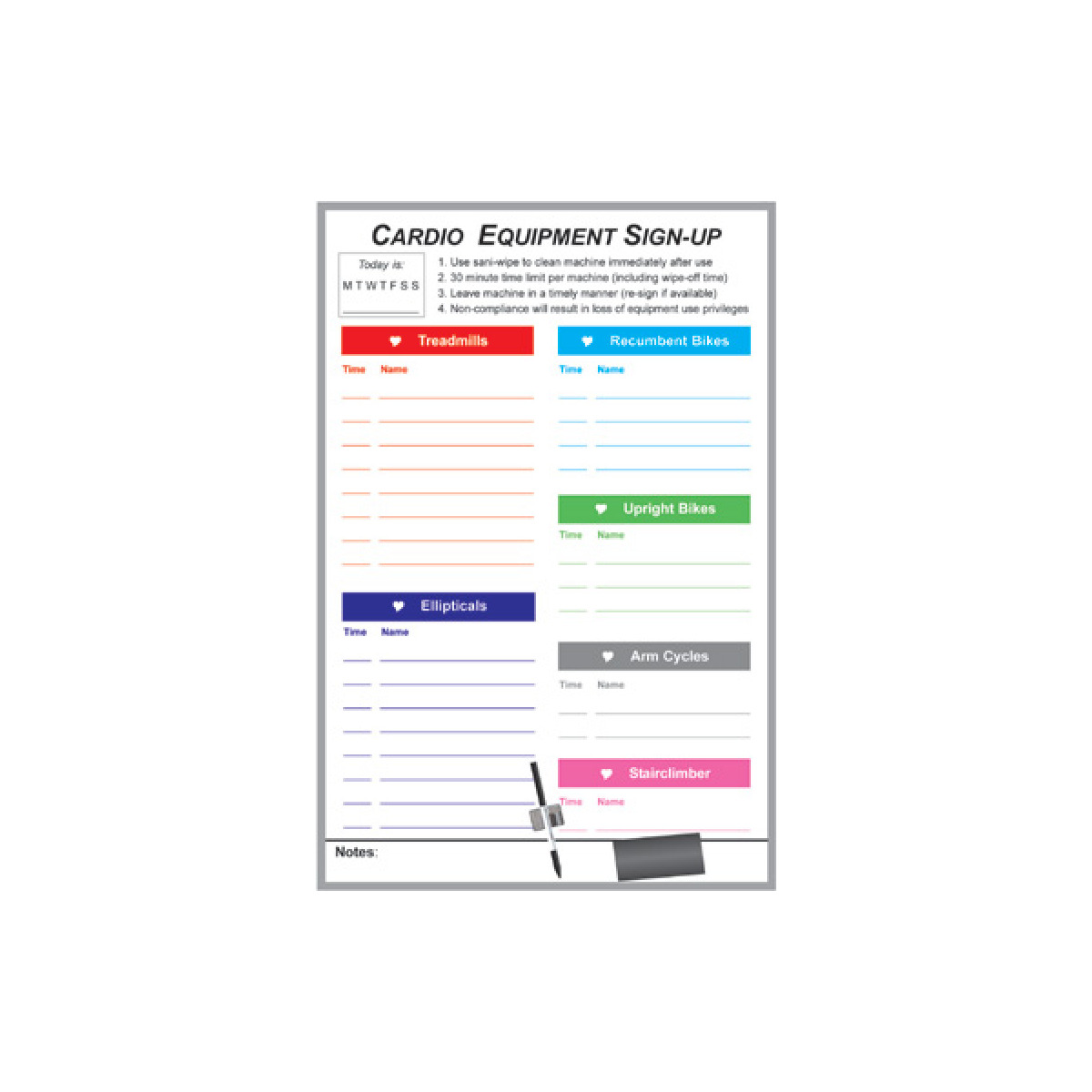custom exercise equipment sign-up whiteboard custom exercise equipment sign-up whiteboard