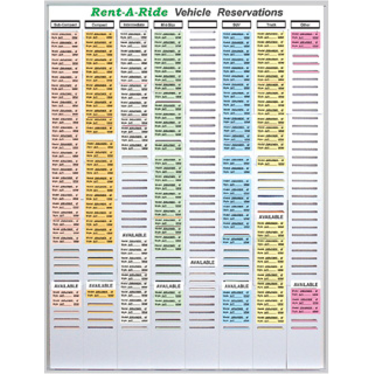 Car Rental Tracking System | T-Card Vehicle Rental Tracker Board