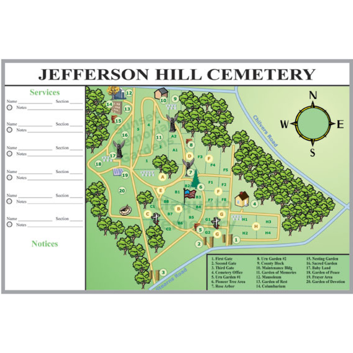cemetery map whiteboard kit