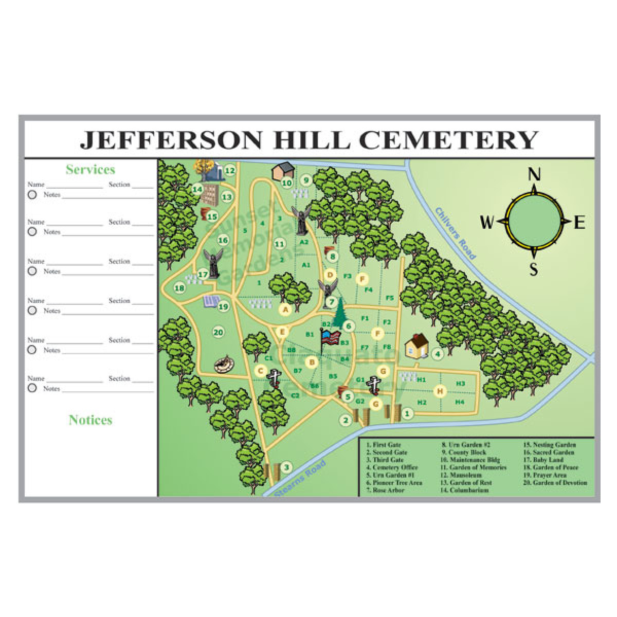 cemetery map whiteboard kit