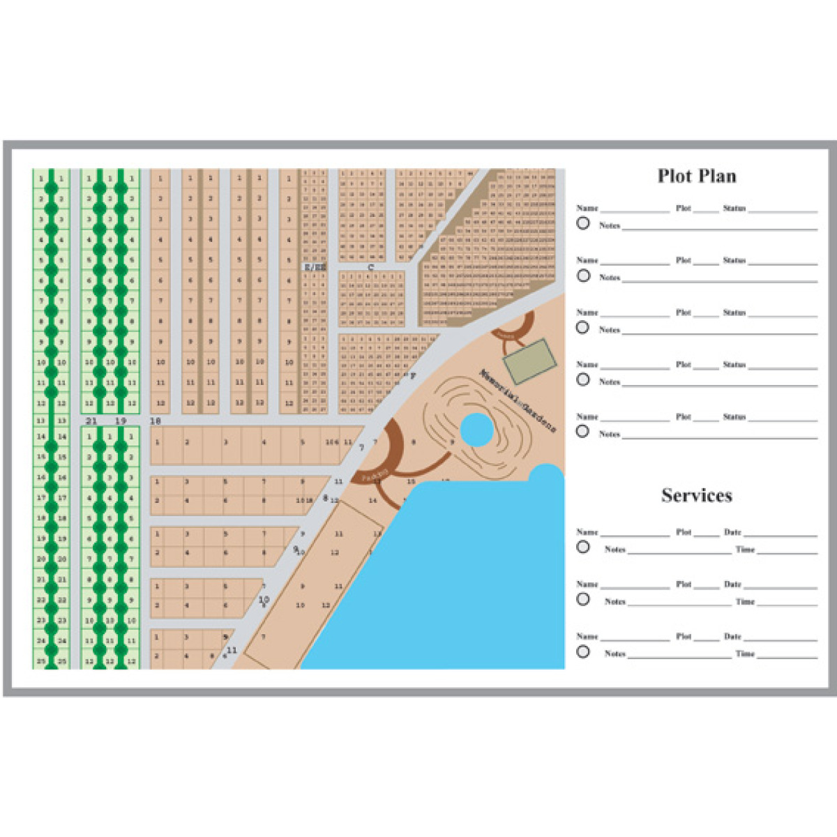 cemetery plot whiteboard