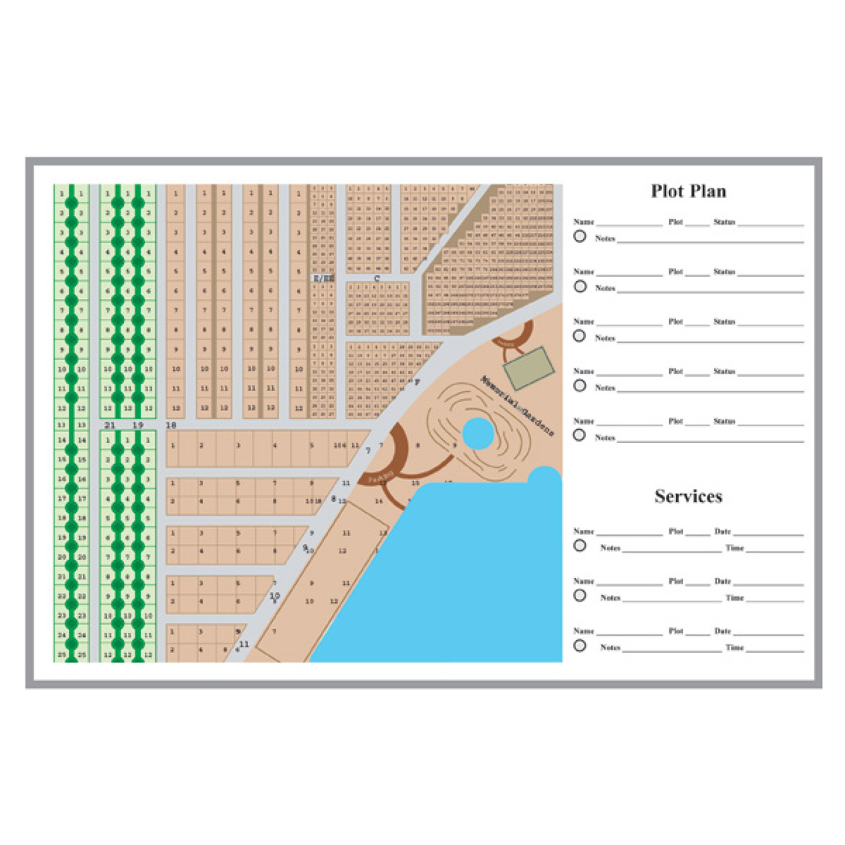 Cemetery Map Layout Dry Erase Board Map for Cemetery Layouts | Cemetery Plot Map