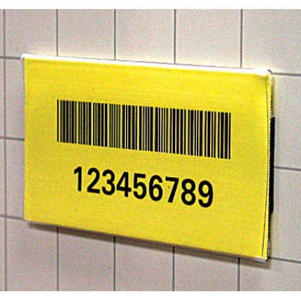 clear tube card label holder with bar code datacard