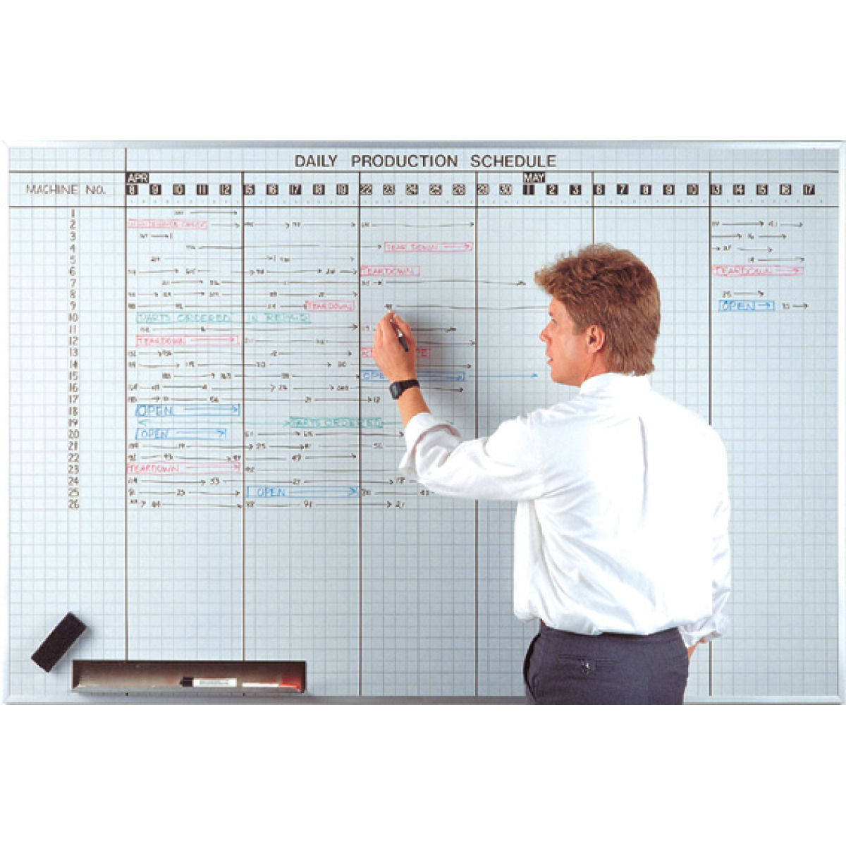 daily production schedule whiteboard