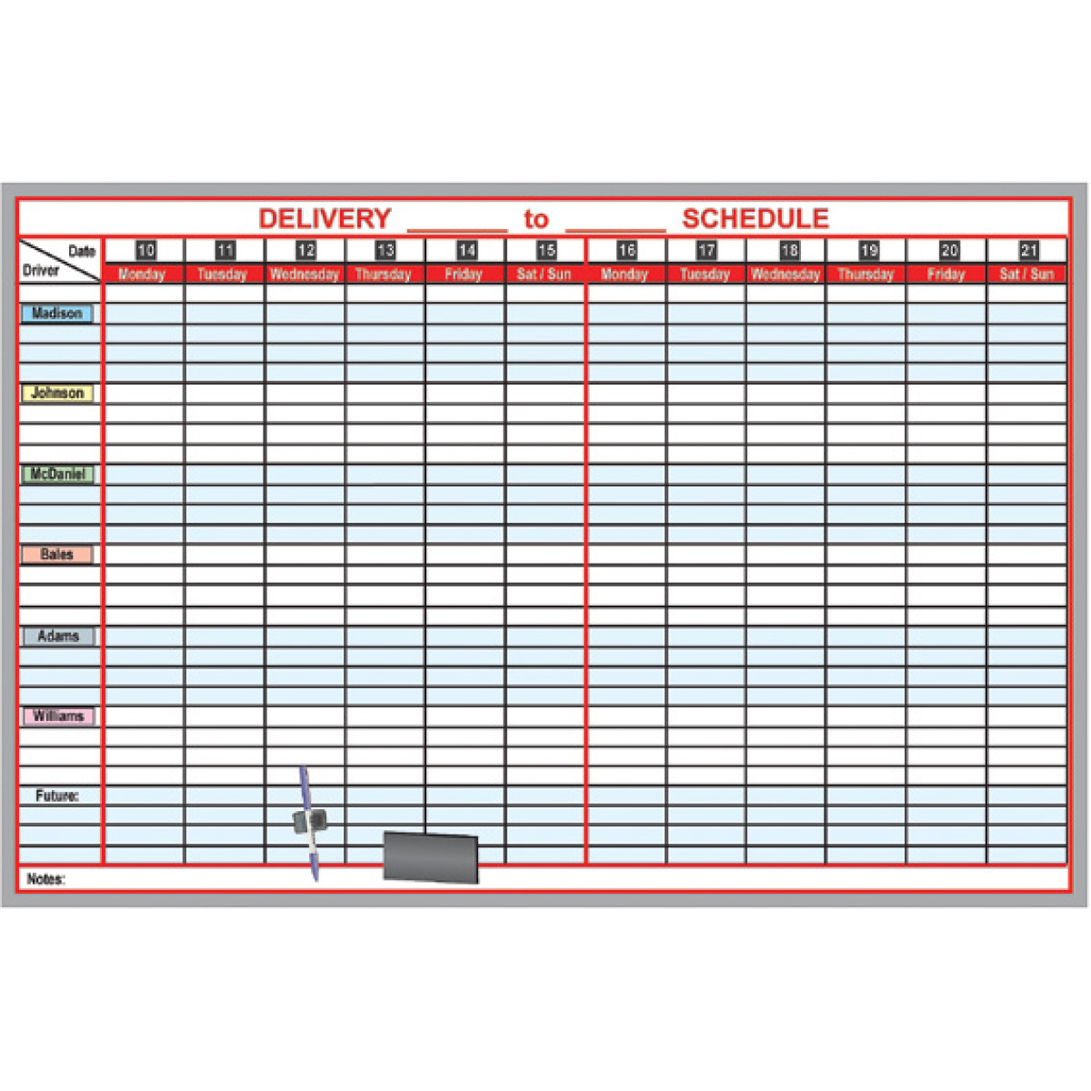 deliveries scheduling board