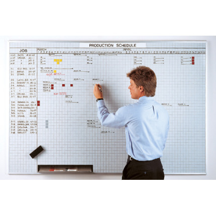 gridded whiteboard with 1x1 inch grid pattern