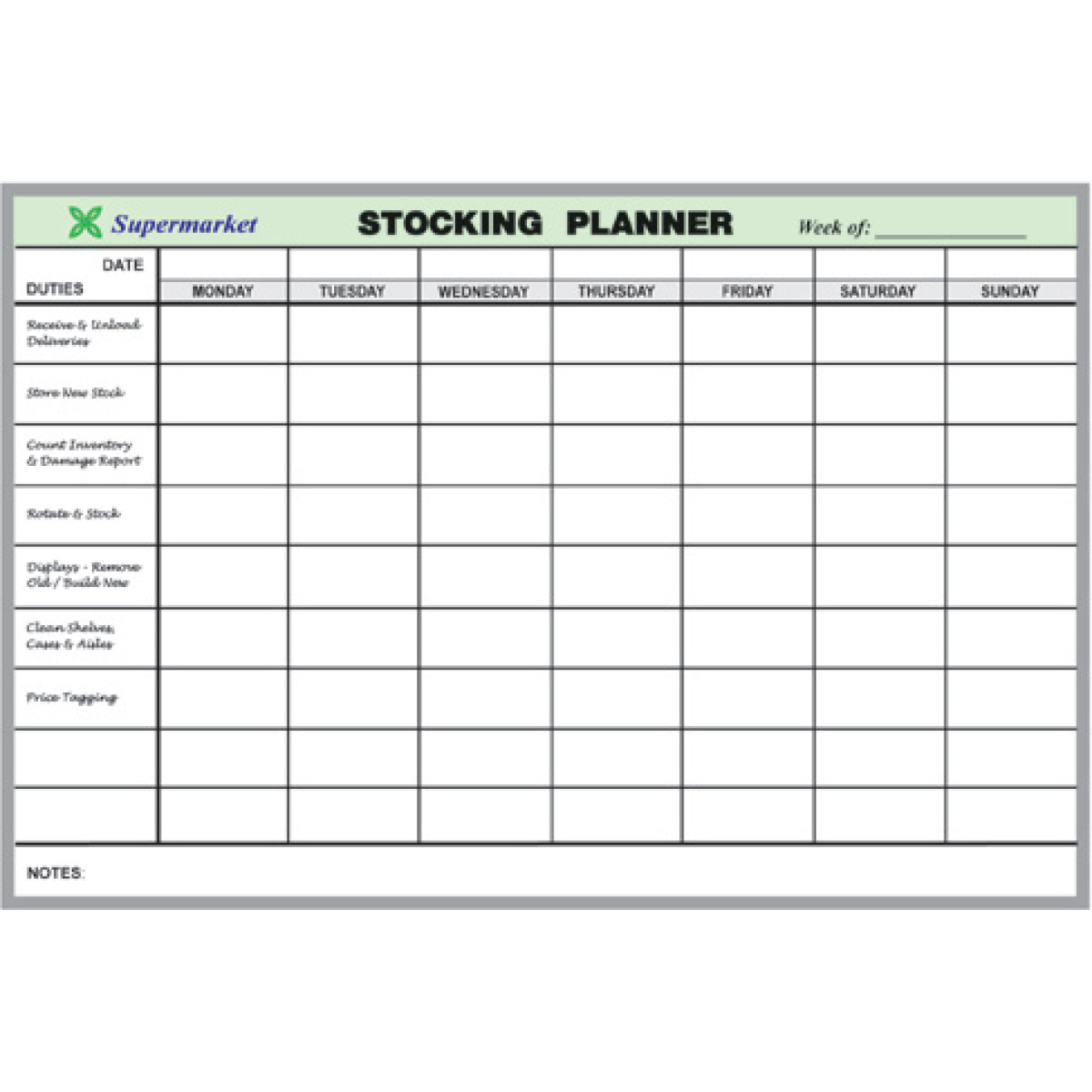 grocery store stocking planner board