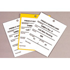 three custom label hanging kanban cards