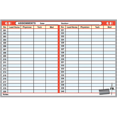 hospital staff by room assignment boards