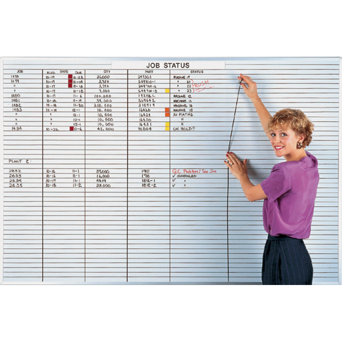 lined whiteboard with lining tape being applied