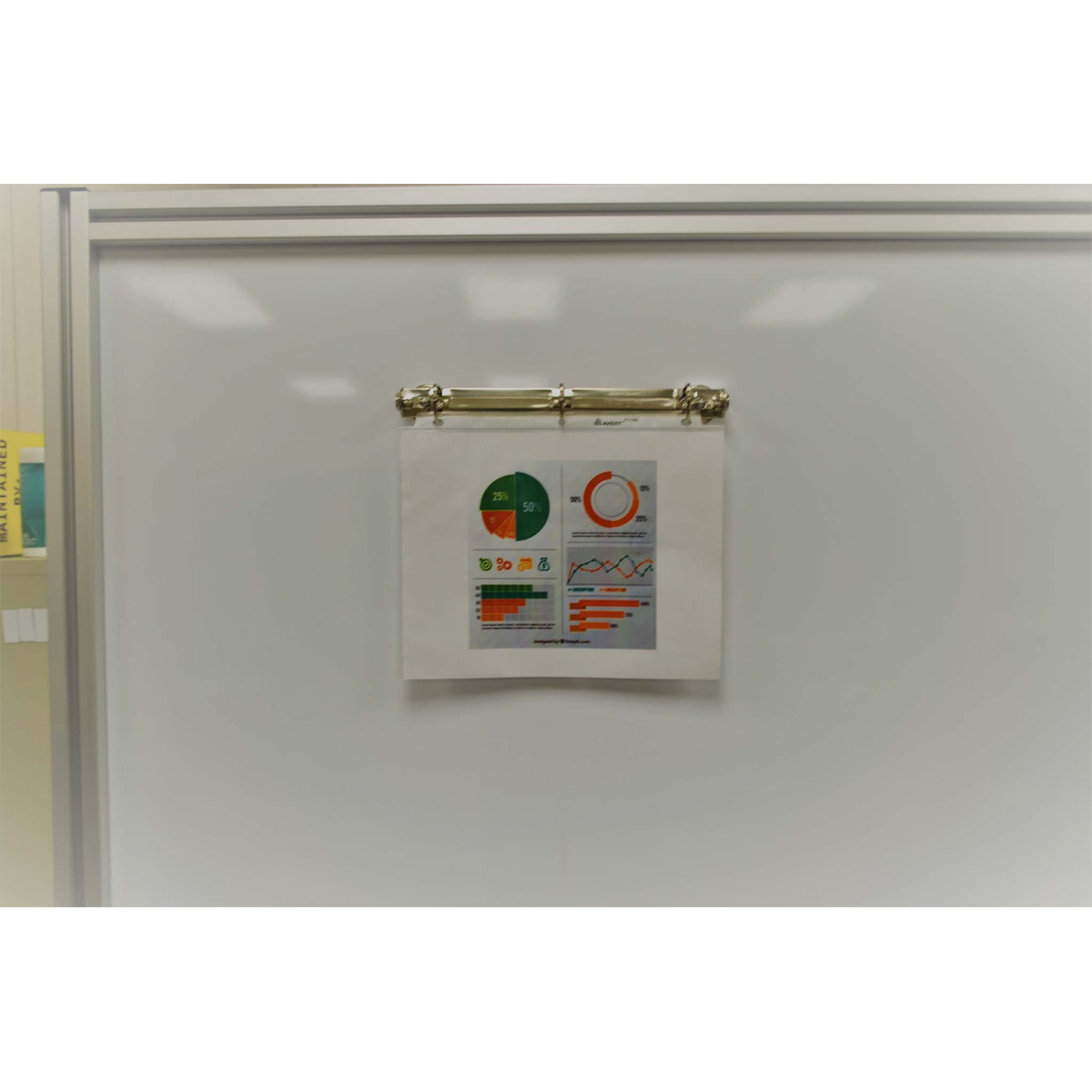 3-ring binder on magnetic whiteboard 3-ring binder on magnetic whiteboard