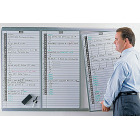 three lift-out whiteboard panels in mounting track