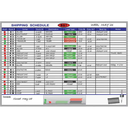 shipping whiteboard schedule production whiteboards board scheduling boards dock planning job manufacturing dry magneticconcepts