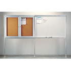 bulletin board and whiteboard display center with floor mount