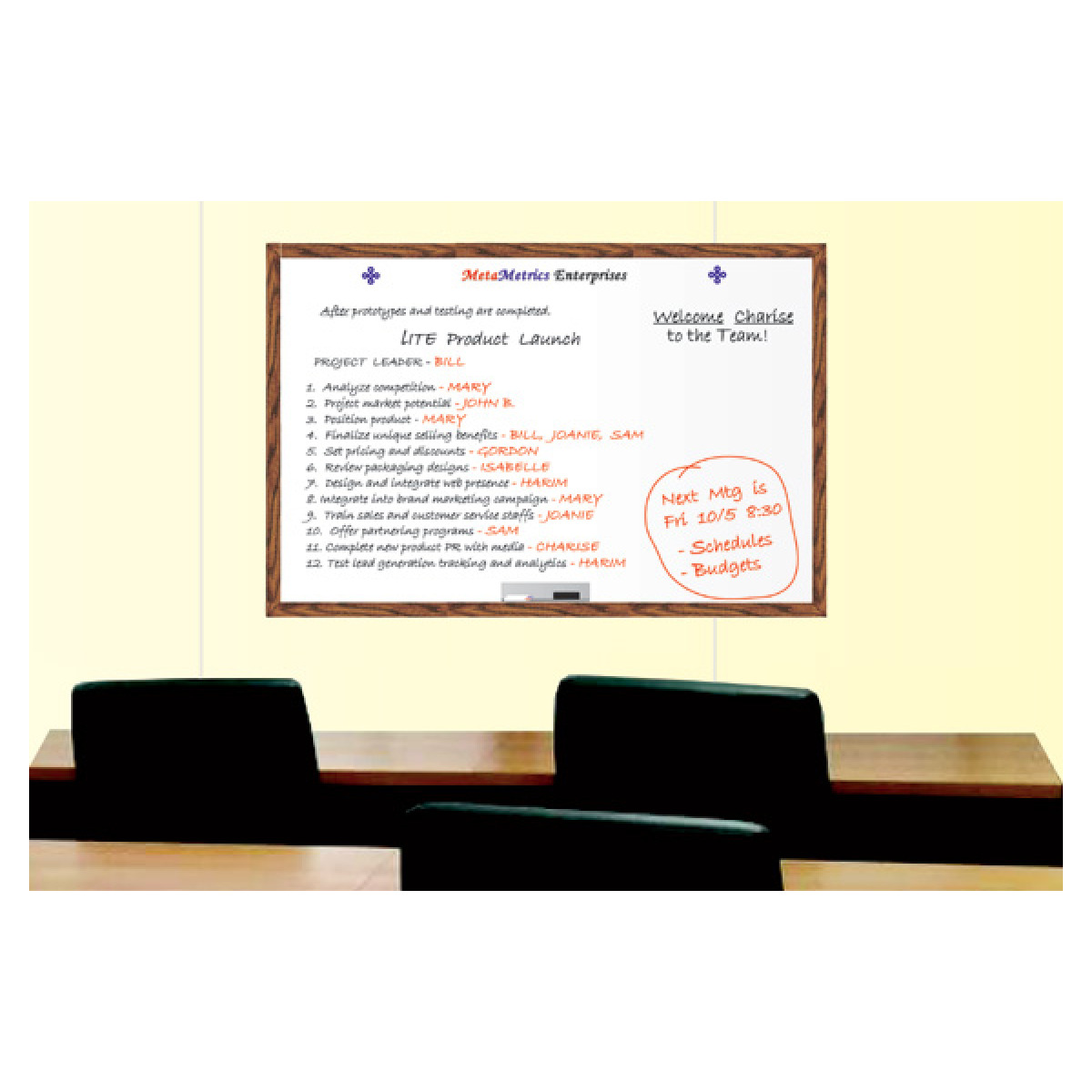 meeting room board with wood frame meeting room board with wood frame